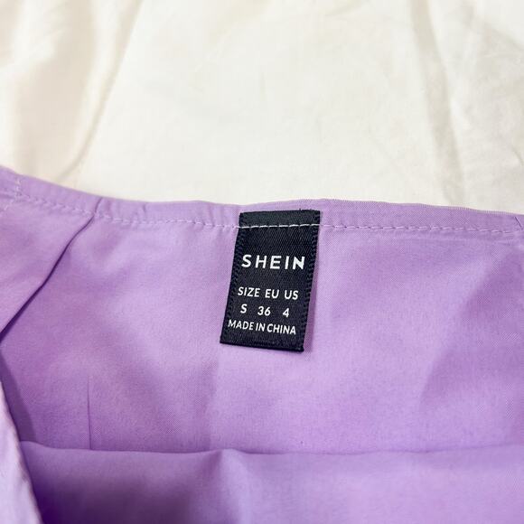 NWOT Shein Lilac Purple Mini Skirt Women’s Size Small Side Slit High Waist - Picture 3 of 7